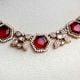 Handmade Brass Metal Jewellery Ruby Hexagon Necklace Set